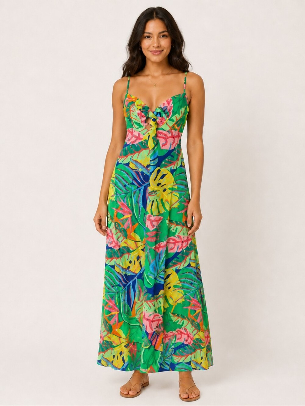 11. Olivaceous Women's Tropical Floral Print Sundress Resortwear Size Small NWT